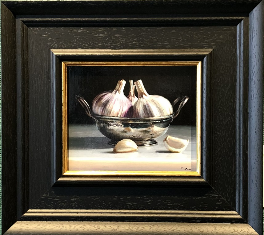 Garlic in Silver Bowl